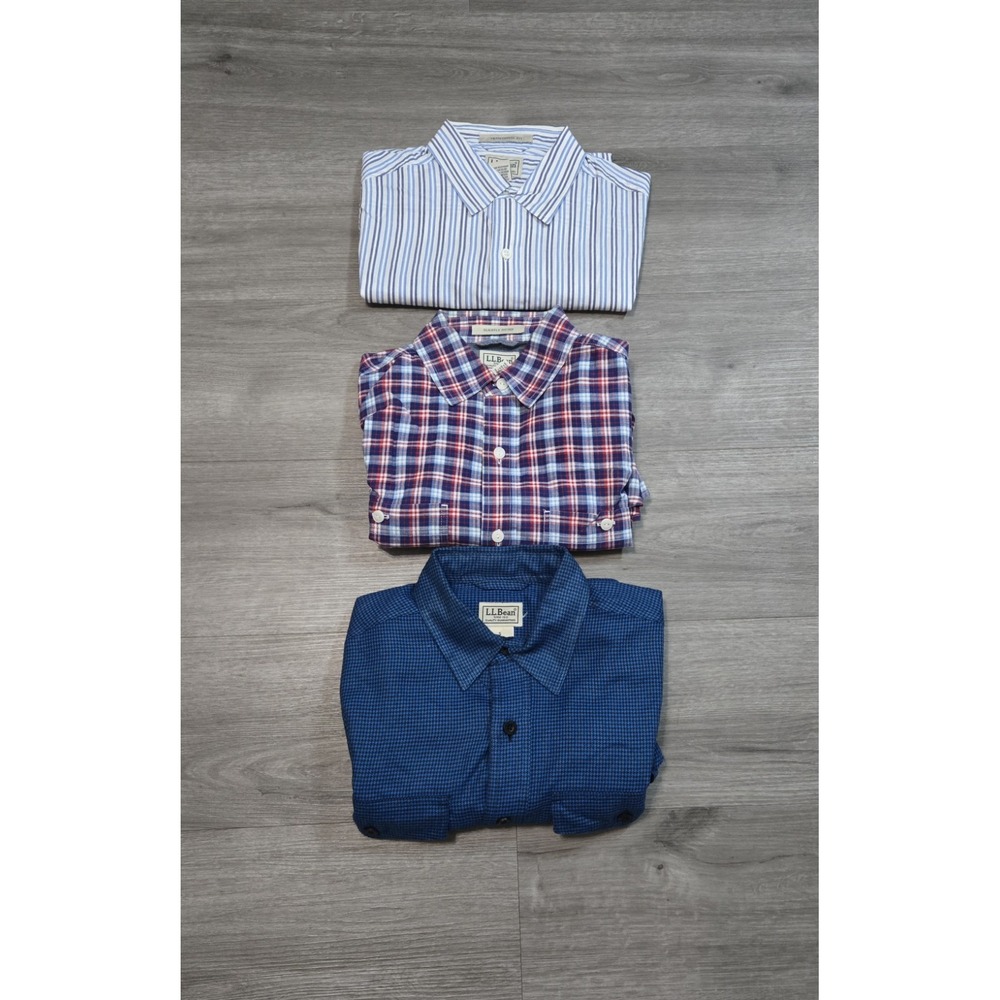 Lot of 3 L.L. Bean Men's Small Button Up Shirts Traditional Fit